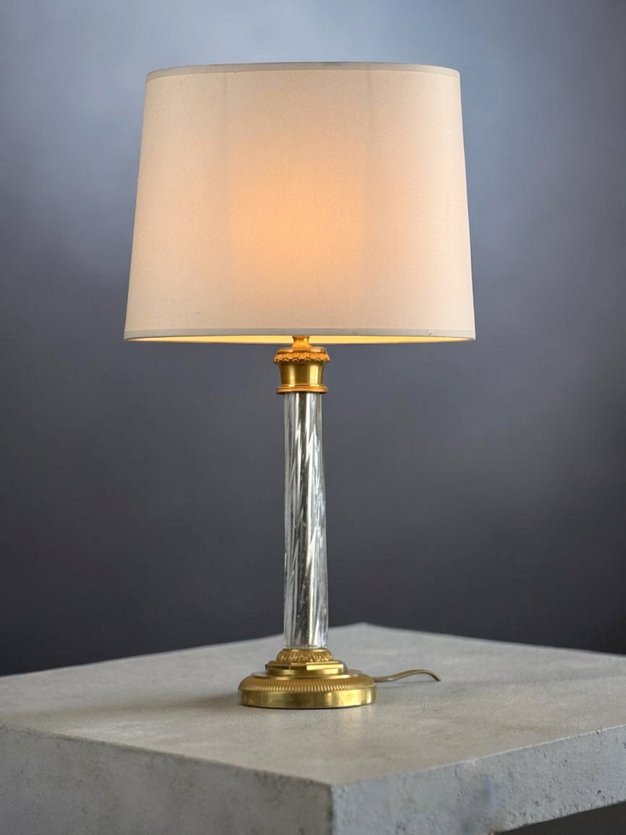 Gilt Bronze And Tallé Crystal Lamp Base From The 70s-photo-3
