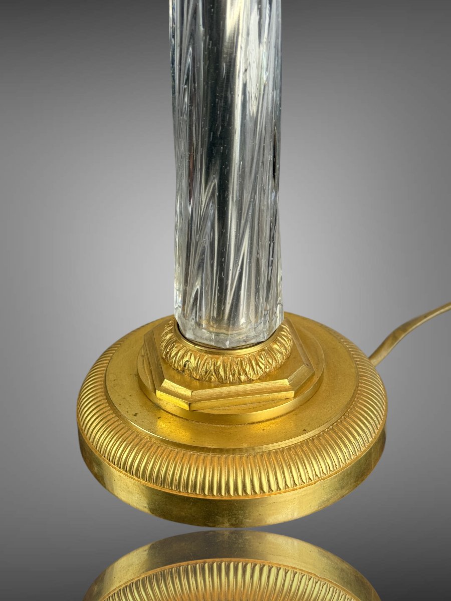 Gilt Bronze And Tallé Crystal Lamp Base From The 70s-photo-5