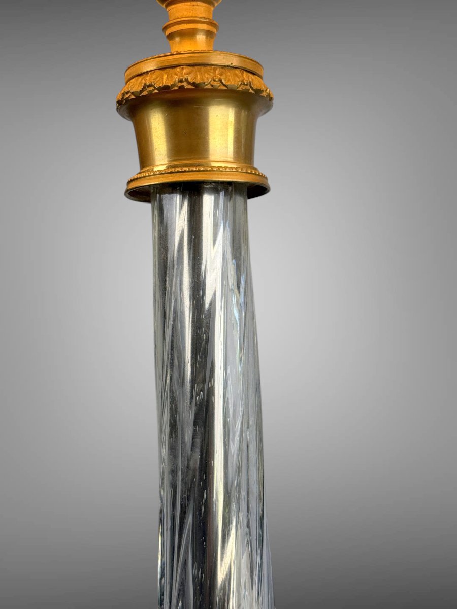 Gilt Bronze And Tallé Crystal Lamp Base From The 70s-photo-6