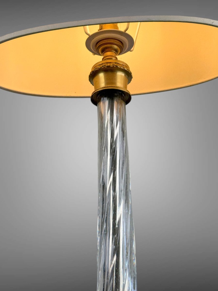 Gilt Bronze And Tallé Crystal Lamp Base From The 70s-photo-7