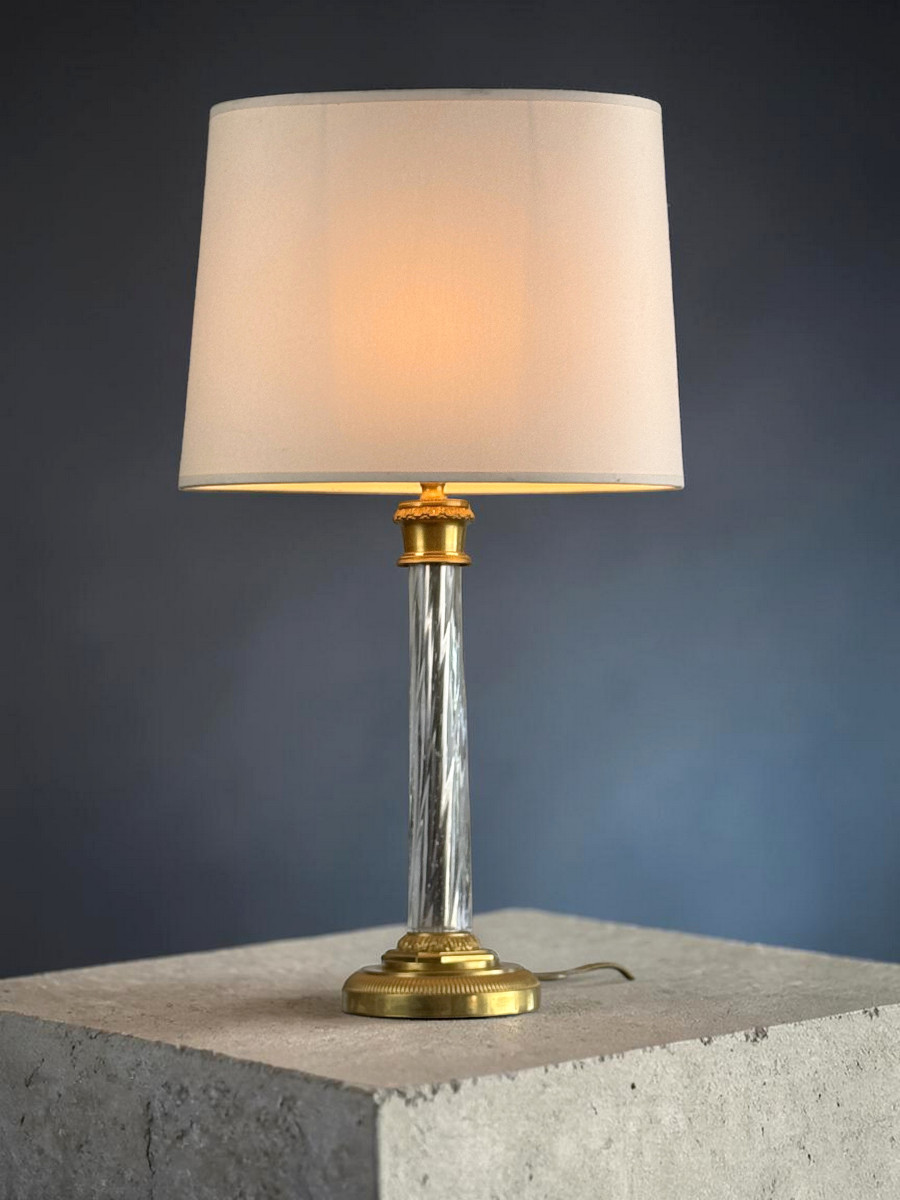 Gilt Bronze And Tallé Crystal Lamp Base From The 70s