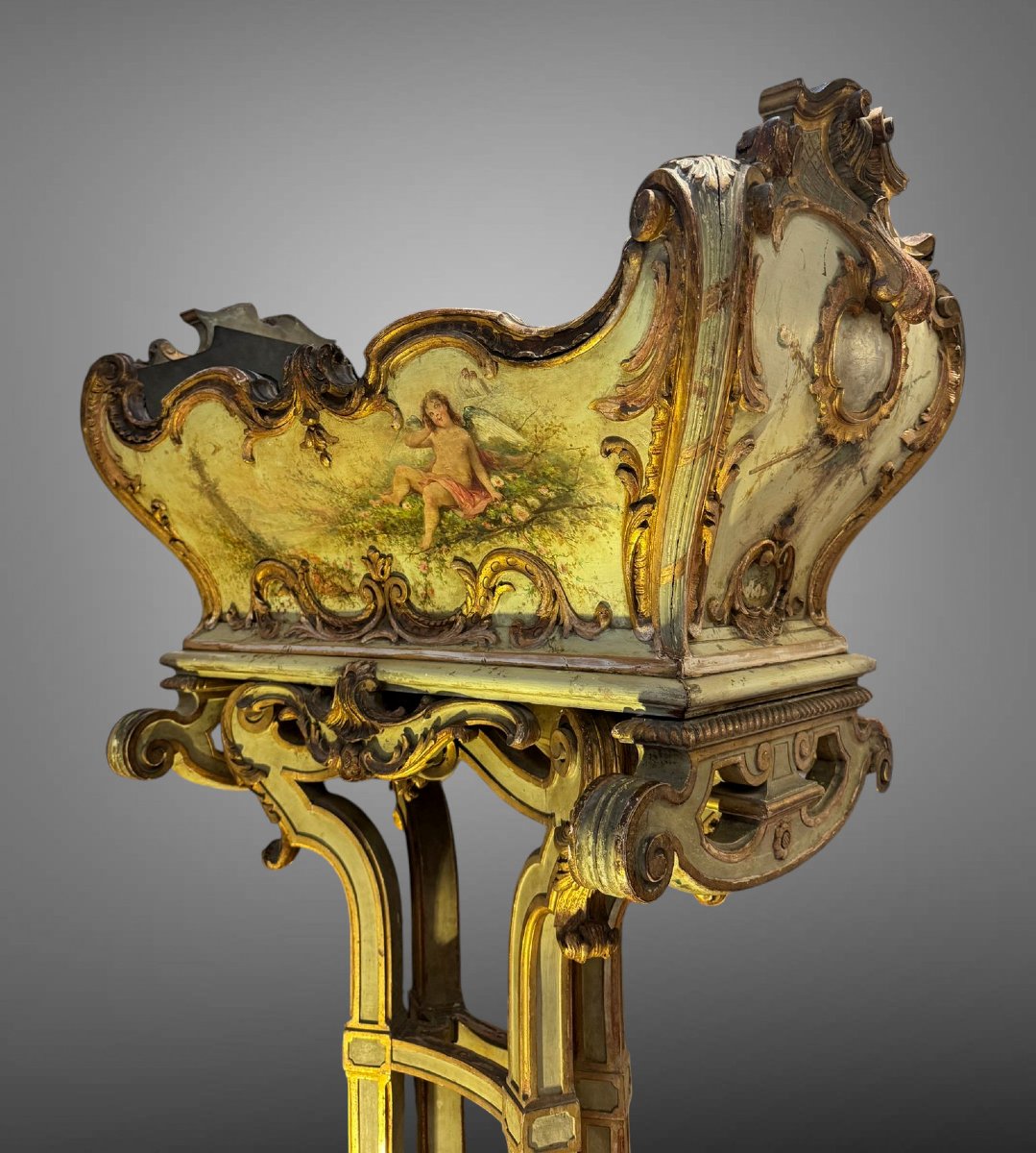 Large Painted Wooden Gardenboard In The Form Of A Berceau From The 18th Century Louis XV Period-photo-2