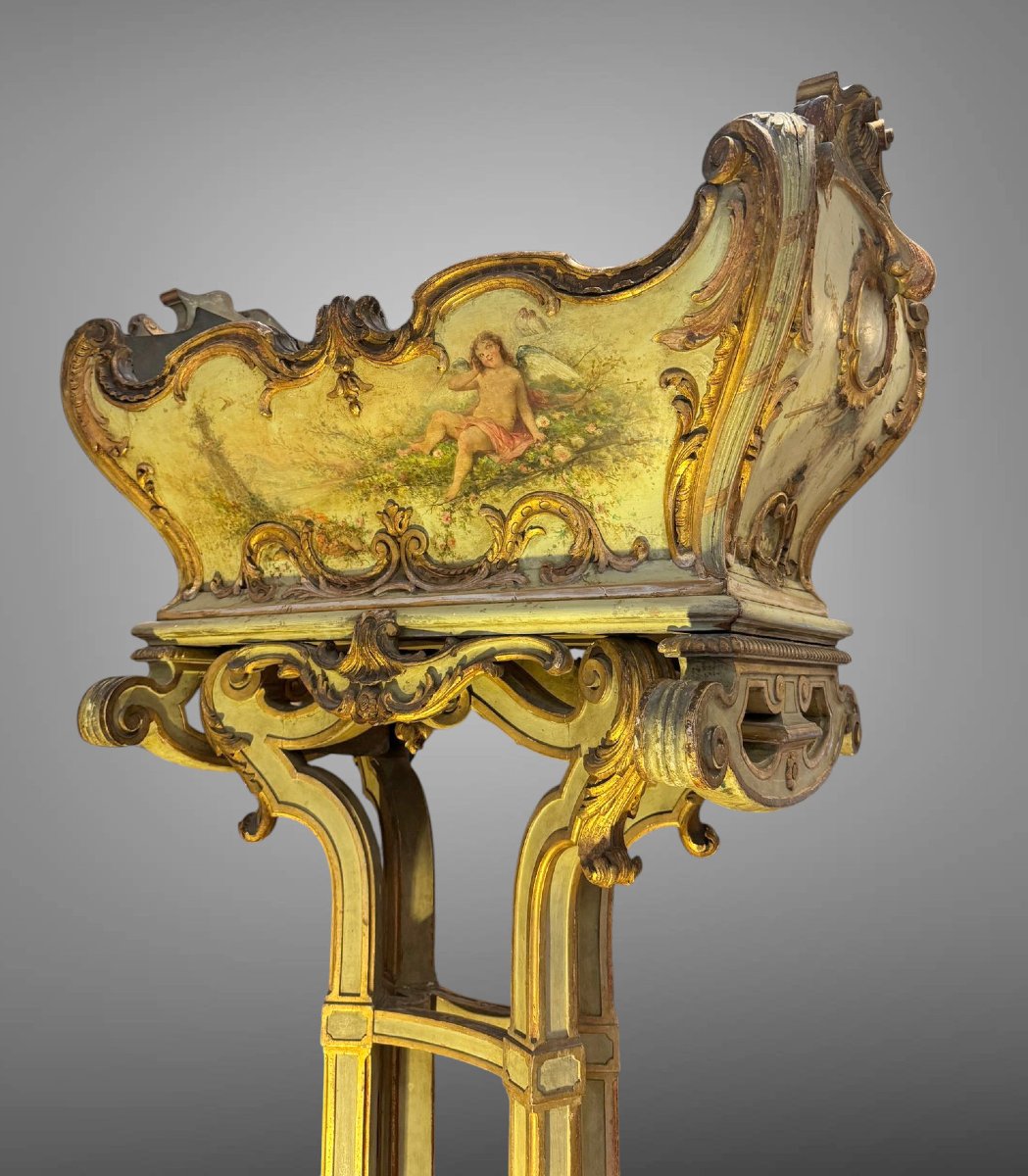 Large Painted Wooden Gardenboard In The Form Of A Berceau From The 18th Century Louis XV Period-photo-2