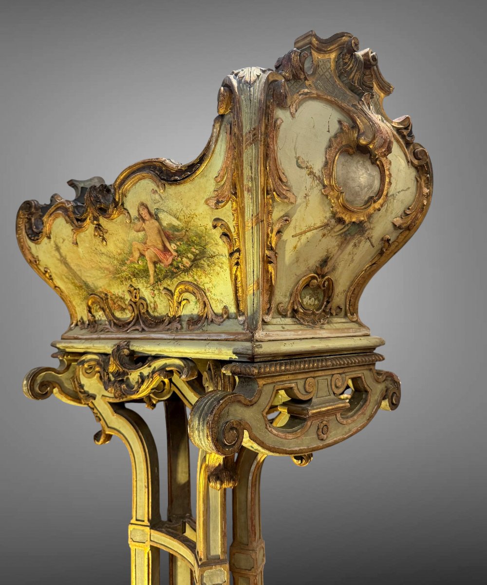 Large Painted Wooden Gardenboard In The Form Of A Berceau From The 18th Century Louis XV Period-photo-8