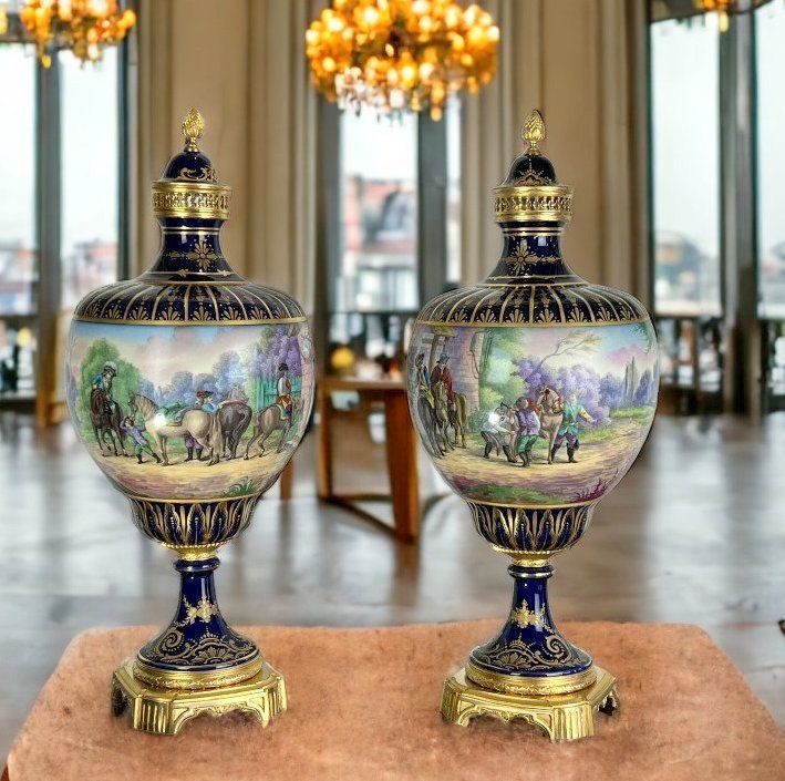 Large Pair Of Sèvres Porcelain Vases -photo-2