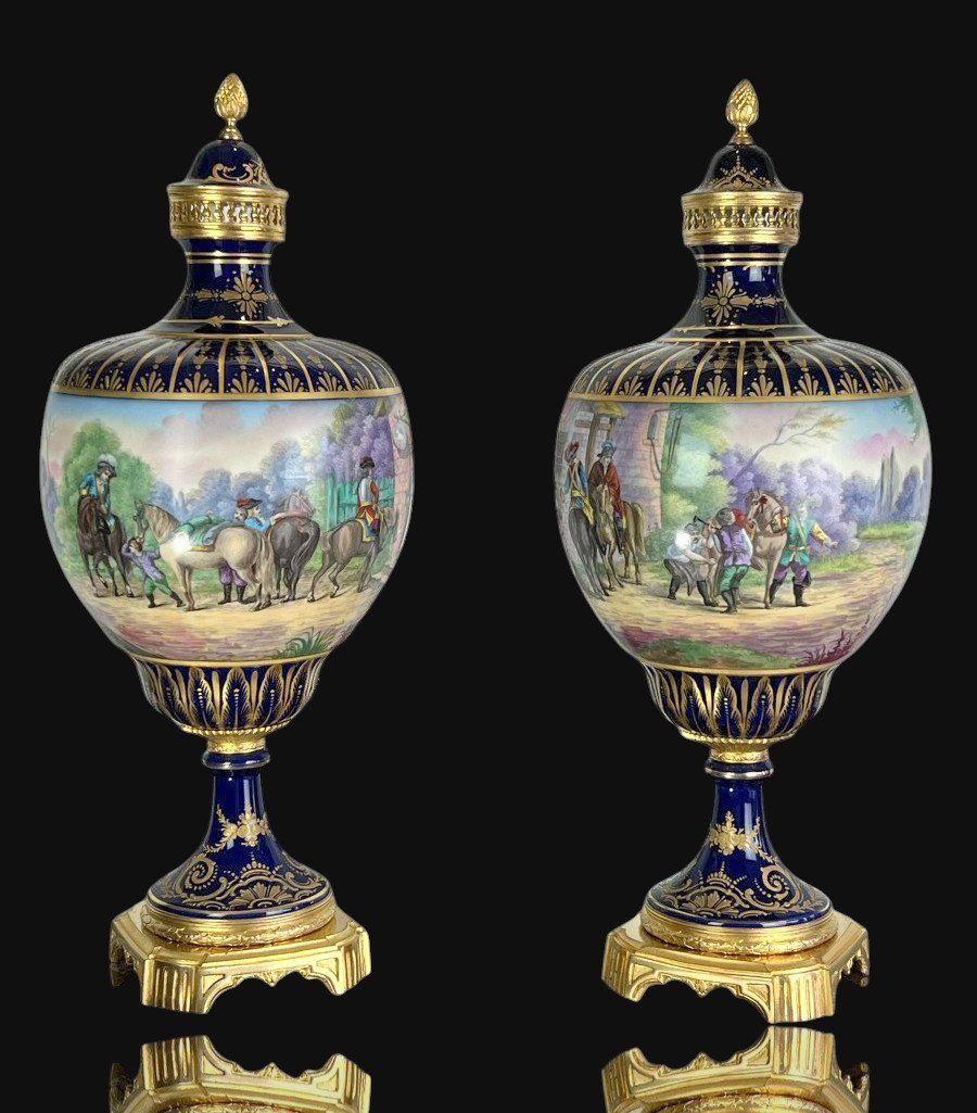 Large Pair Of Sèvres Porcelain Vases -photo-3