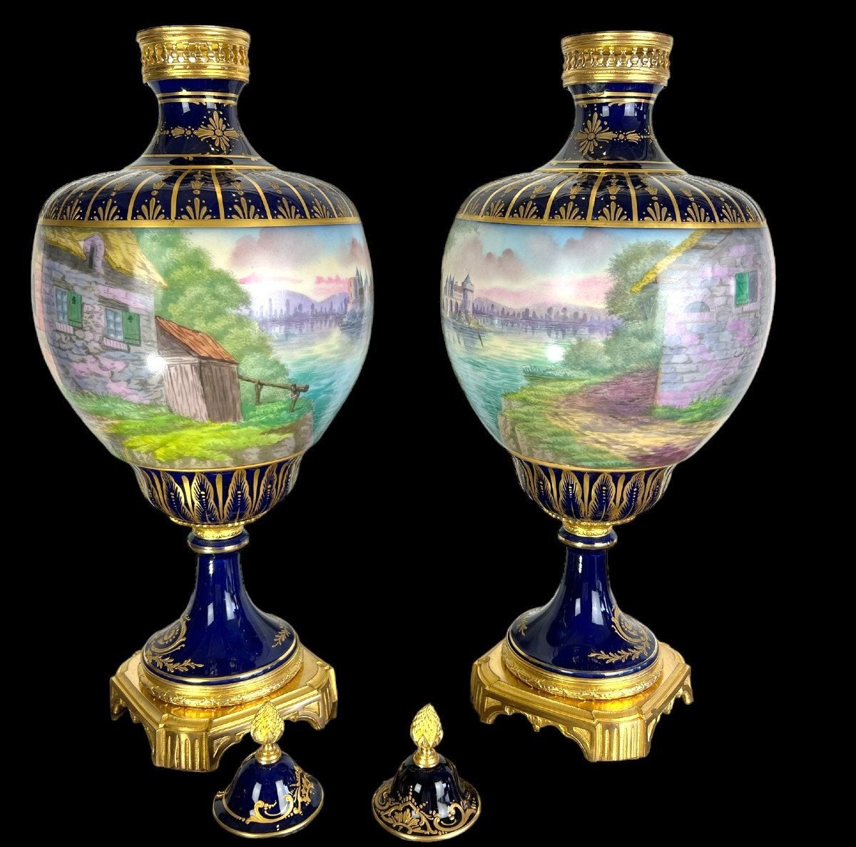 Large Pair Of Sèvres Porcelain Vases -photo-2