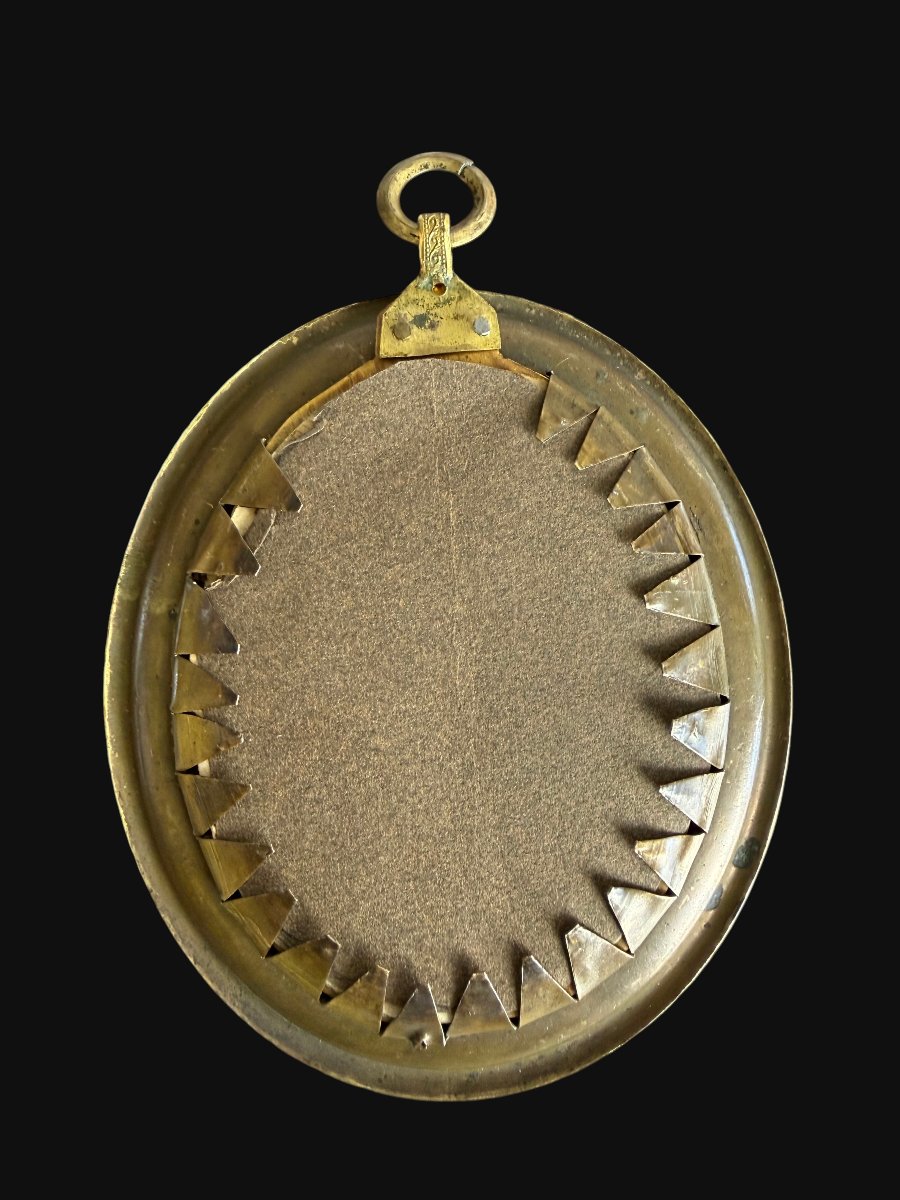 PORTRAIT D HOMME MINIATURE PEINT SUR IVOIRE  / EPOQUE EMPIRE DANS CADRE EN BRONZE DORÉ -photo-5