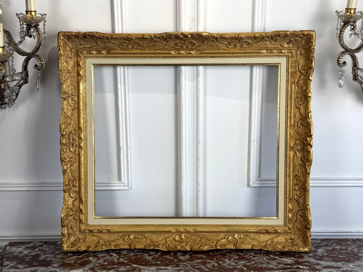 Antique Montparnasse Gilded Wood Frame For Painting 55.5 Cm X 46 Cm ( 10f )-photo-2