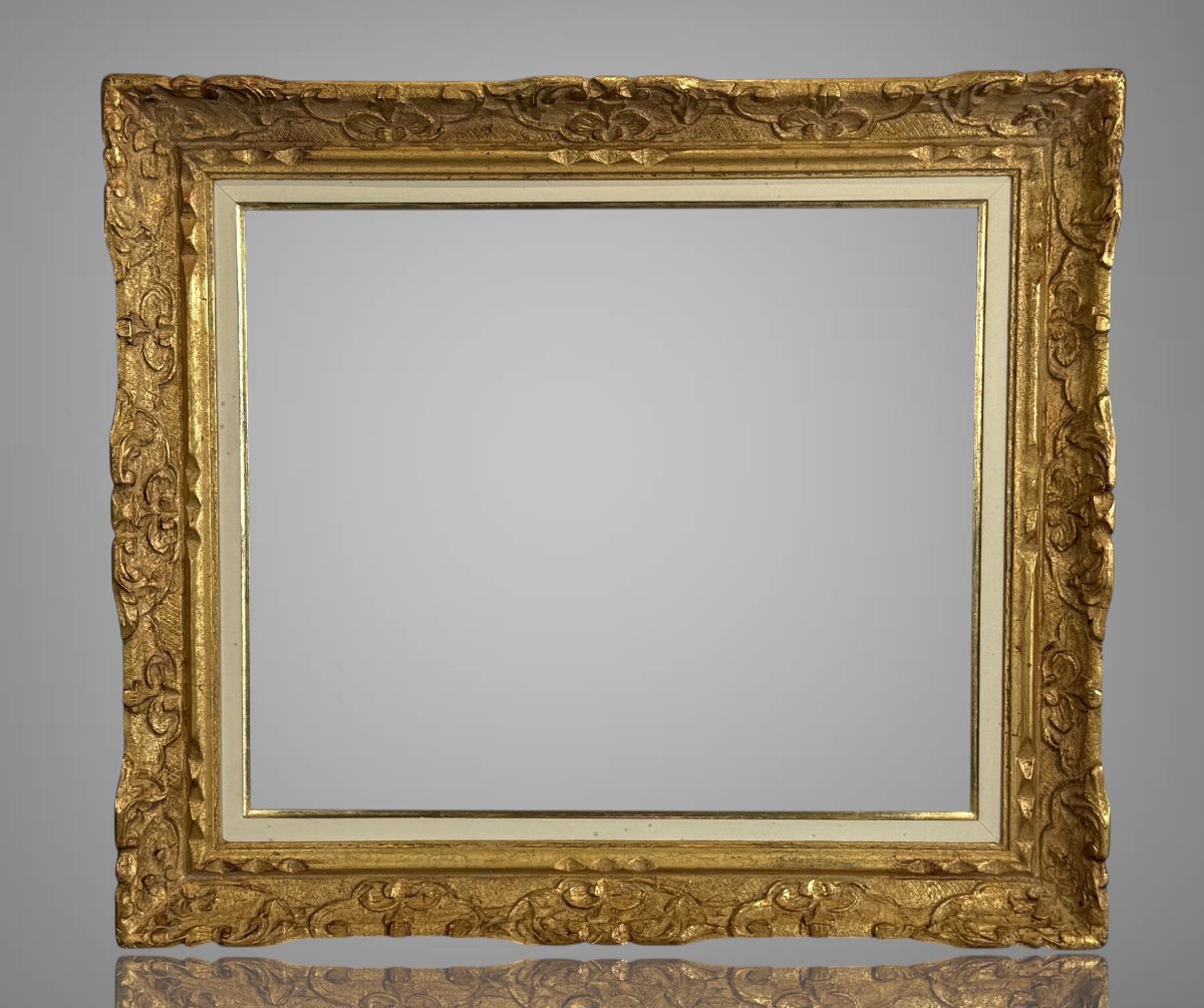 Antique Montparnasse Gilded Wood Frame For Painting 55.5 Cm X 46 Cm ( 10f )-photo-5