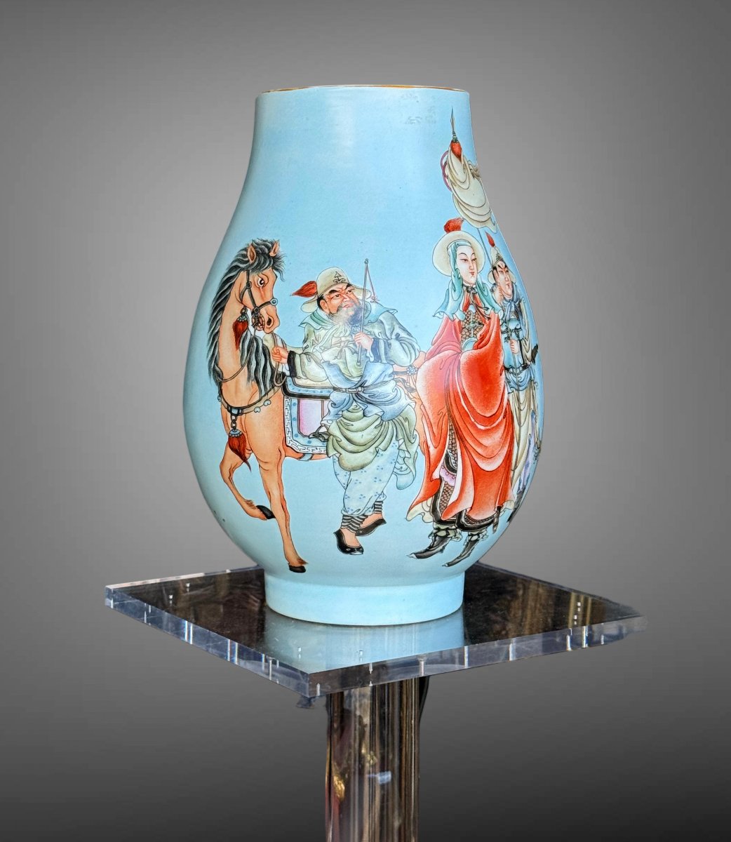 Large China Porcelain Baluster Vase With Polychrome Enameled Decoration, 39 Cm-photo-4