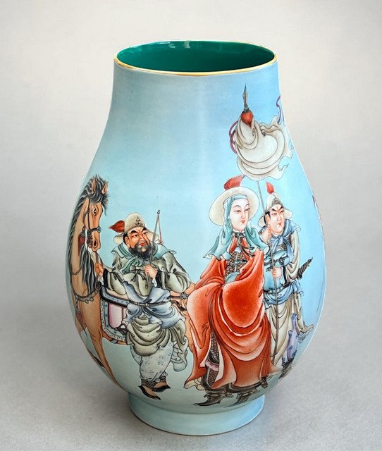 Large China Porcelain Baluster Vase With Polychrome Enameled Decoration, 39 Cm-photo-1