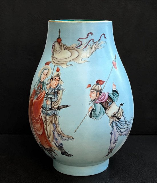 Large China Porcelain Baluster Vase With Polychrome Enameled Decoration, 39 Cm-photo-2