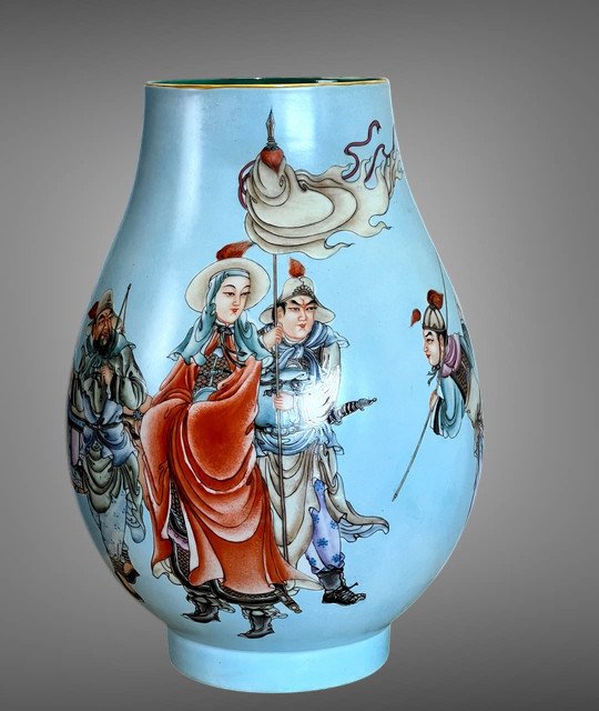 Large China Porcelain Baluster Vase With Polychrome Enameled Decoration, 39 Cm-photo-6