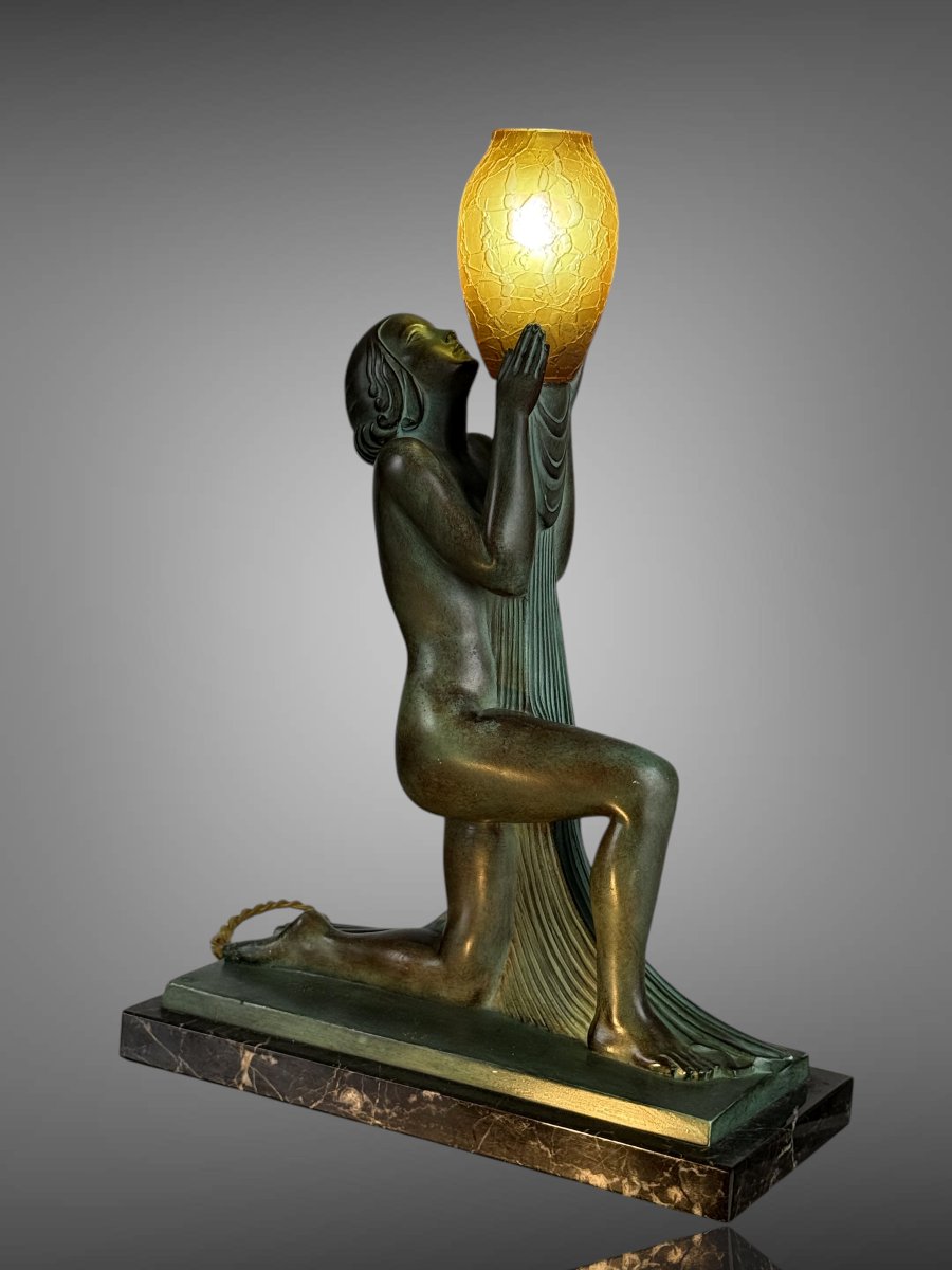 Lampe Raymonde Guerbe Sculpture Signed Guerbe And Foundry Stamp Max Leverrier-photo-4