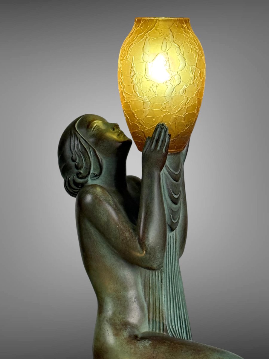 Lampe Raymonde Guerbe Sculpture Signed Guerbe And Foundry Stamp Max Leverrier-photo-3