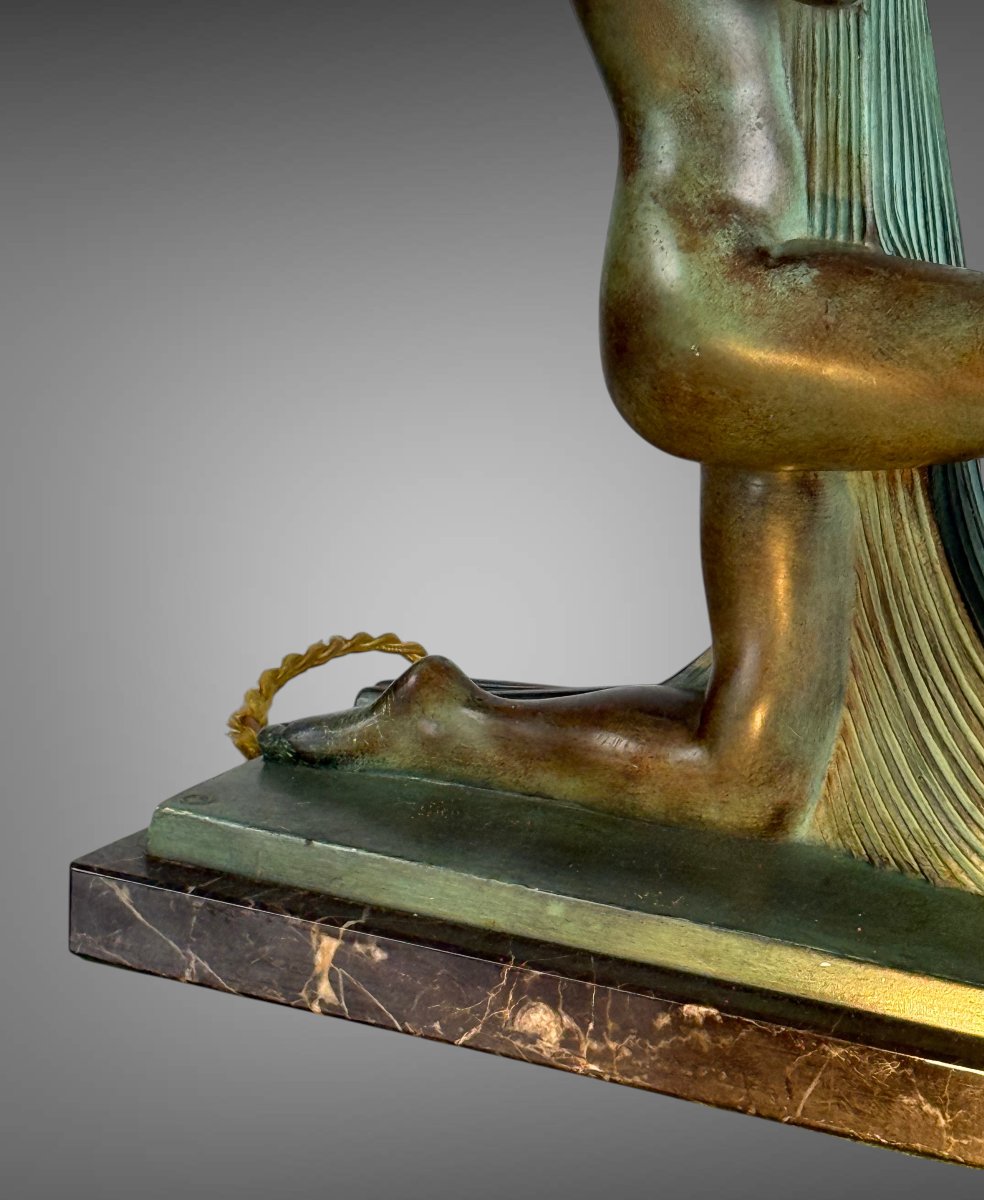 Lampe Raymonde Guerbe Sculpture Signed Guerbe And Foundry Stamp Max Leverrier-photo-4