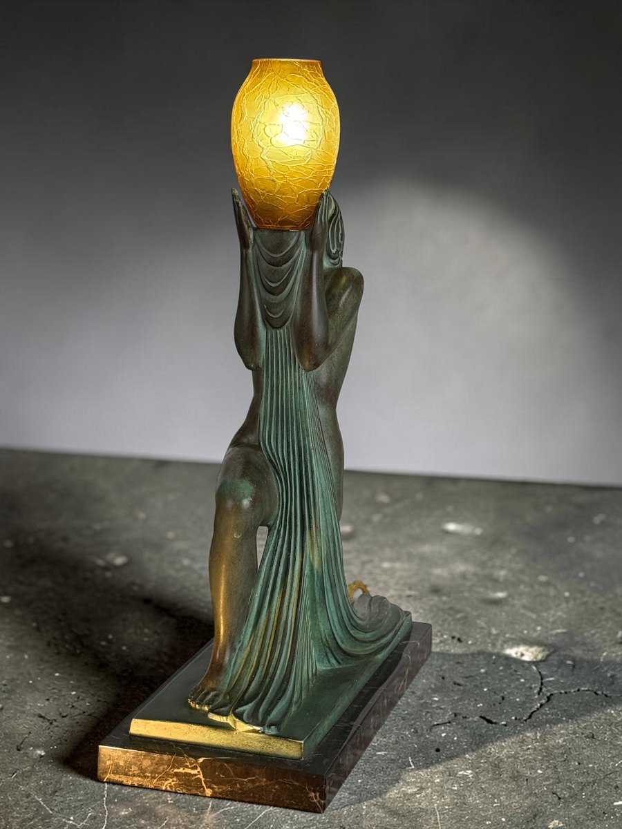 Lampe Raymonde Guerbe Sculpture Signed Guerbe And Foundry Stamp Max Leverrier-photo-5