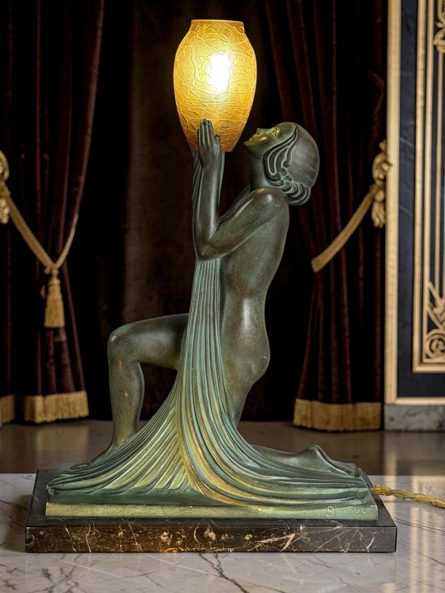 Lampe Raymonde Guerbe Sculpture Signed Guerbe And Foundry Stamp Max Leverrier-photo-6