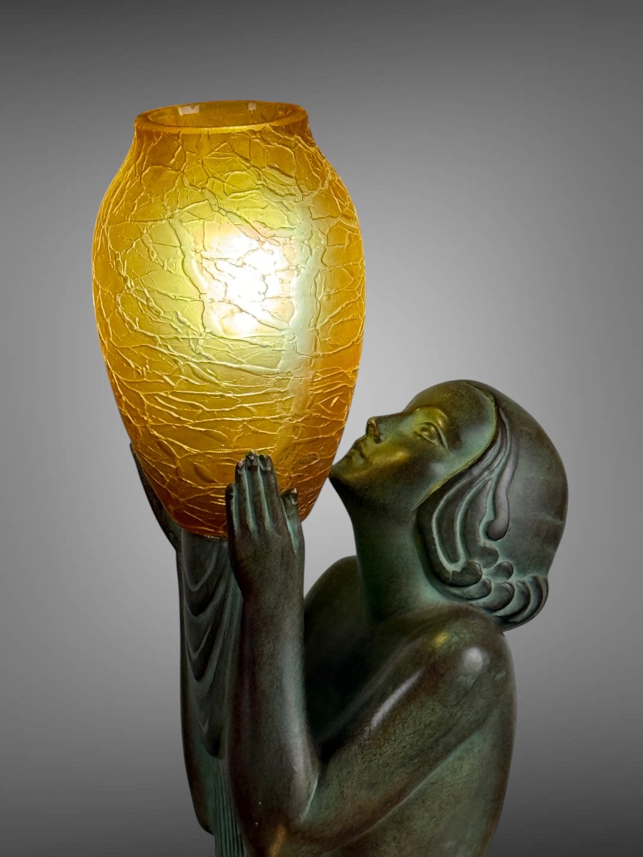 Lampe Raymonde Guerbe Sculpture Signed Guerbe And Foundry Stamp Max Leverrier-photo-7