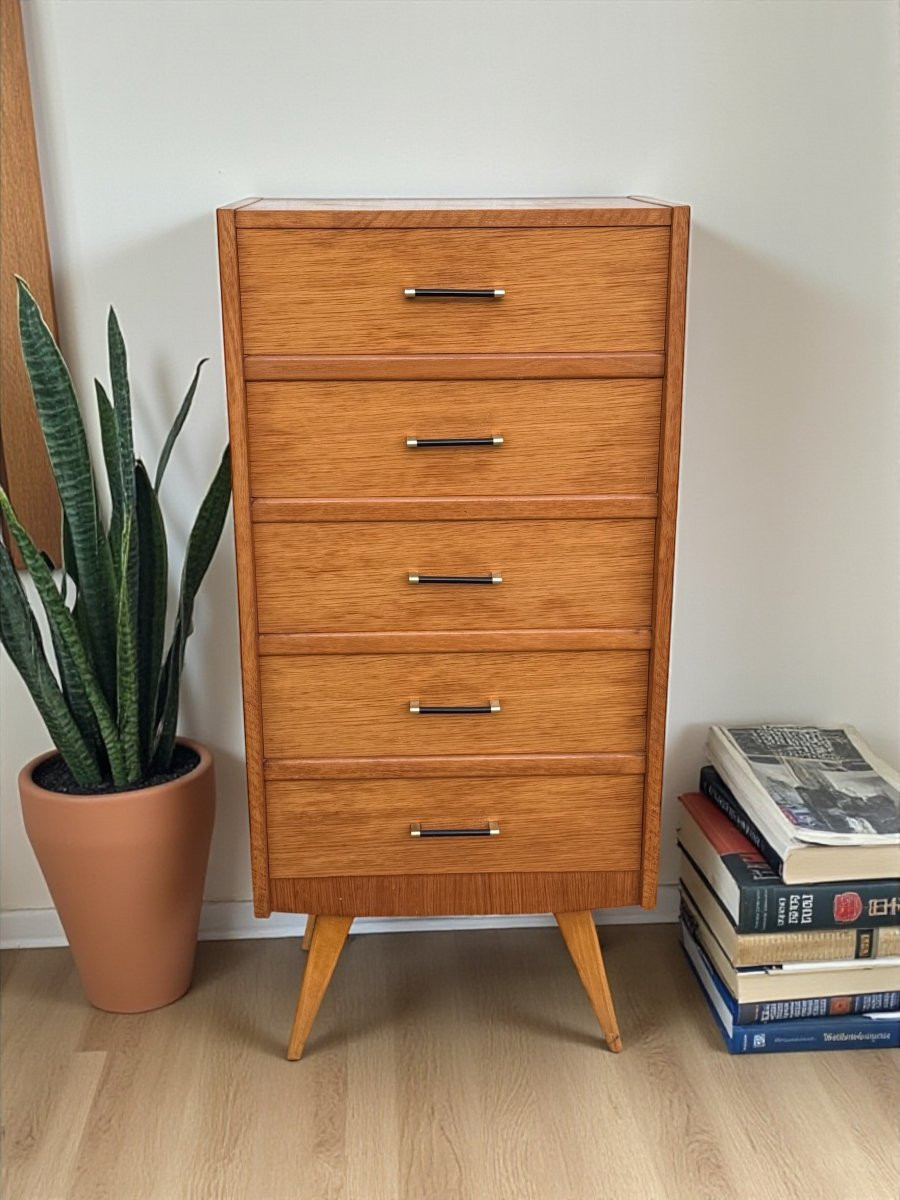 Scandinavian Style Chiffonier / Semainier From The 50's / 60's In Light Wood-photo-2