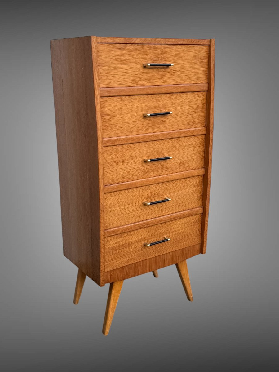 Scandinavian Style Chiffonier / Semainier From The 50's / 60's In Light Wood-photo-4
