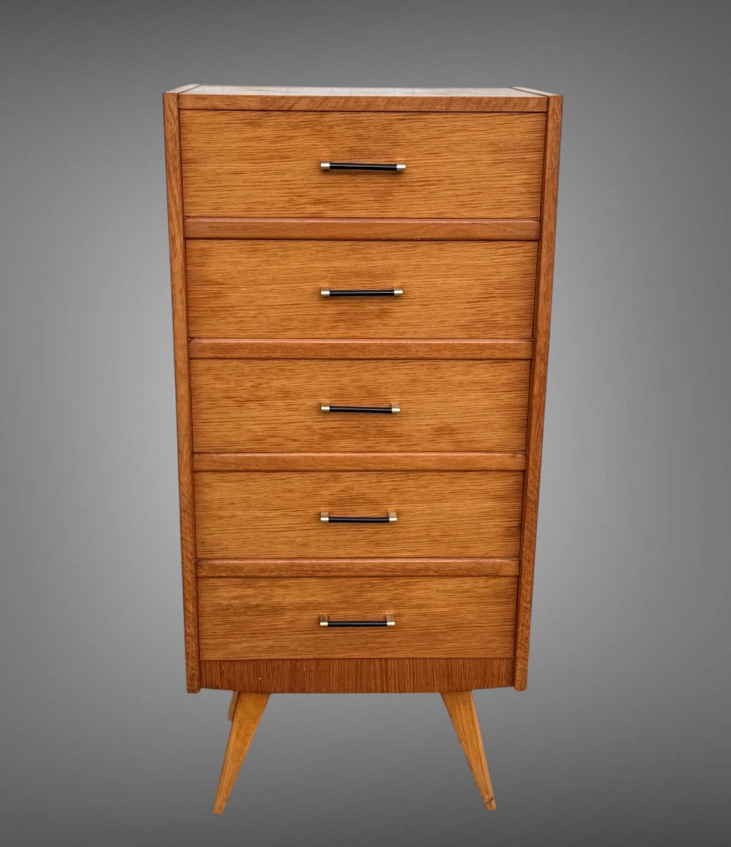 Scandinavian Style Chiffonier / Semainier From The 50's / 60's In Light Wood-photo-1