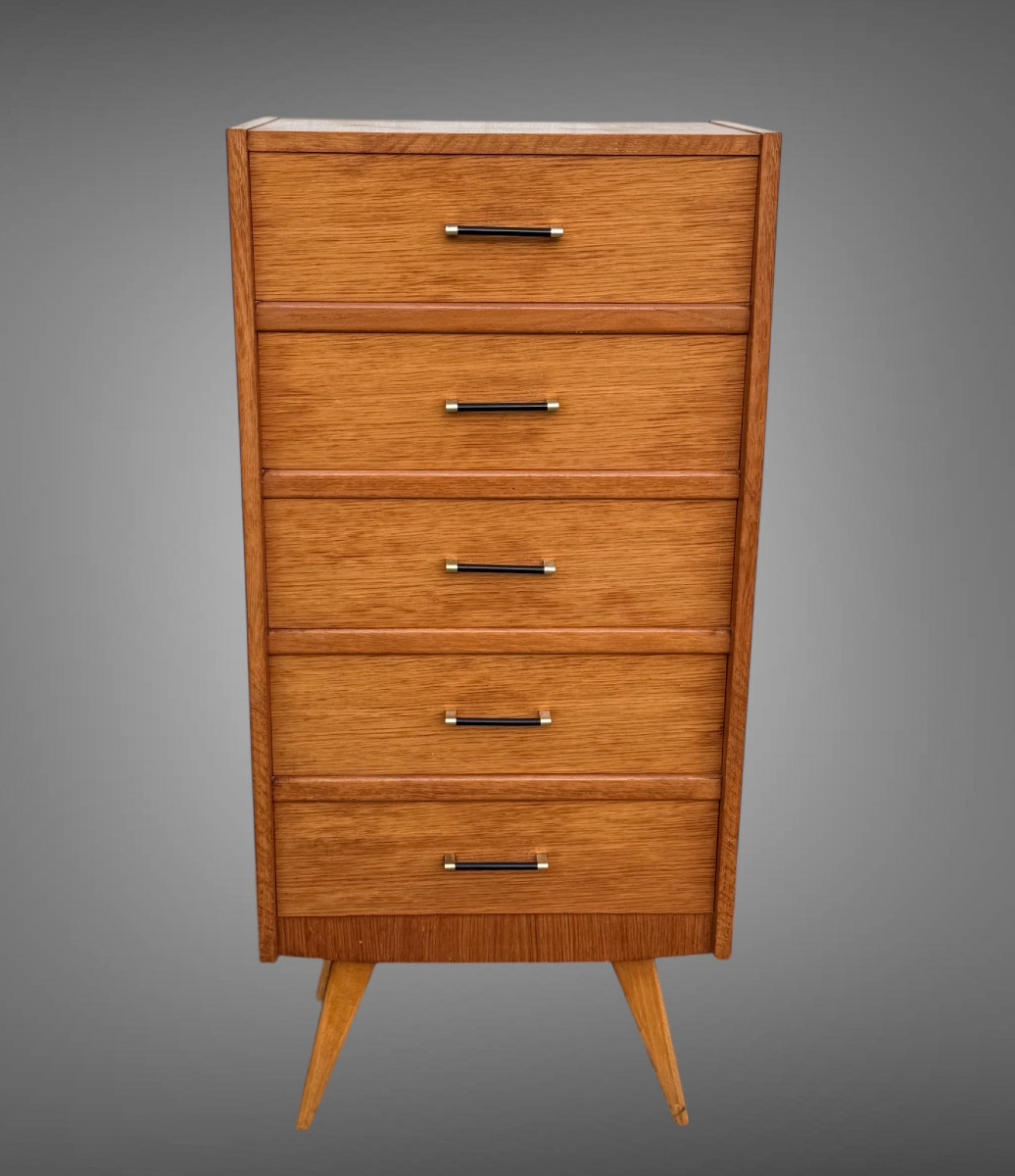 Scandinavian Style Chiffonier / Semainier From The 50's / 60's In Light Wood