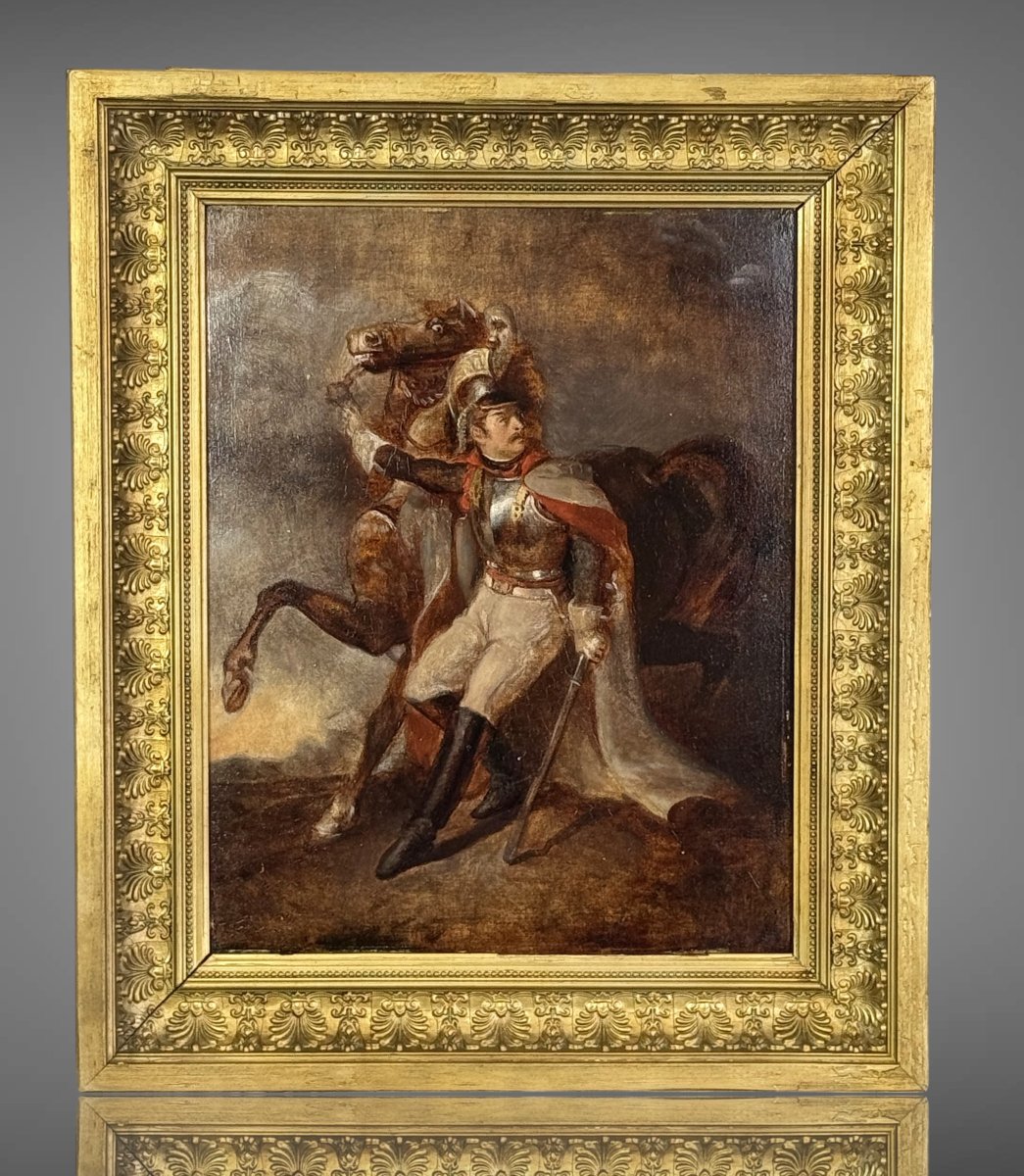 XIXth Century Tube / Oil On Panel Representing A Napoleonian Rider-photo-2