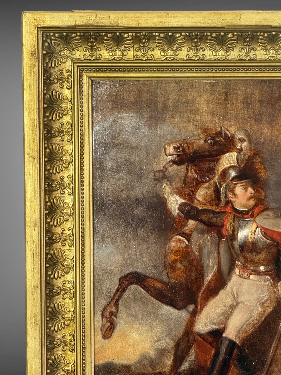 XIXth Century Tube / Oil On Panel Representing A Napoleonian Rider-photo-4
