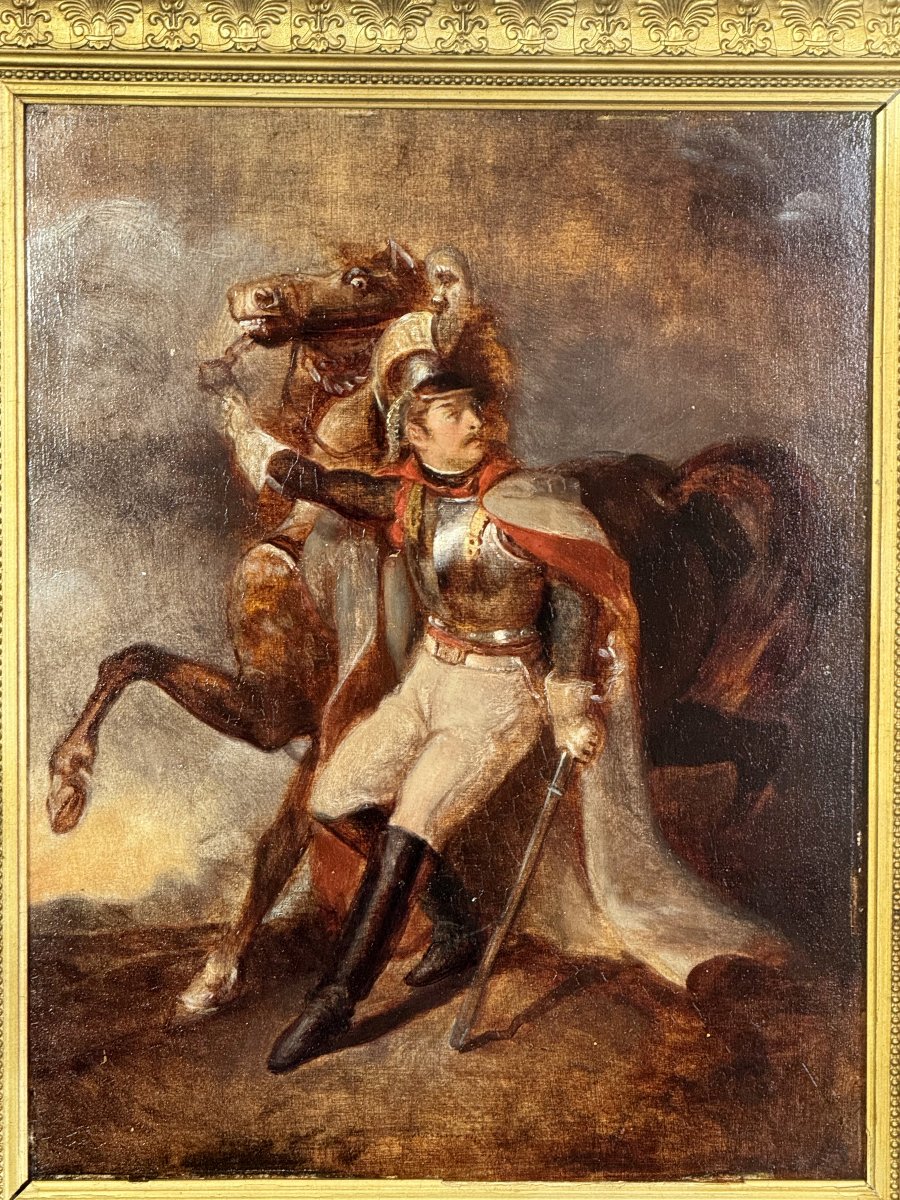 XIXth Century Tube / Oil On Panel Representing A Napoleonian Rider-photo-1