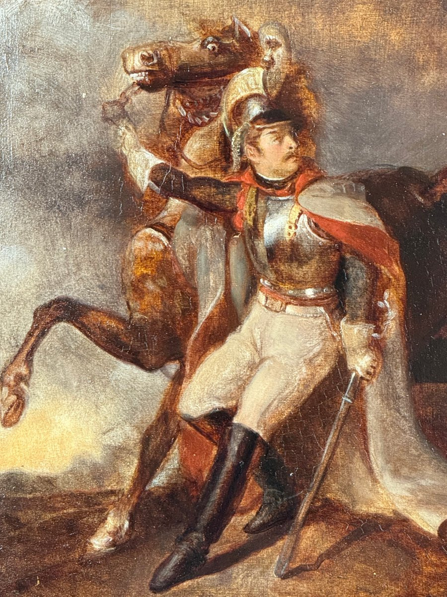 XIXth Century Tube / Oil On Panel Representing A Napoleonian Rider-photo-2