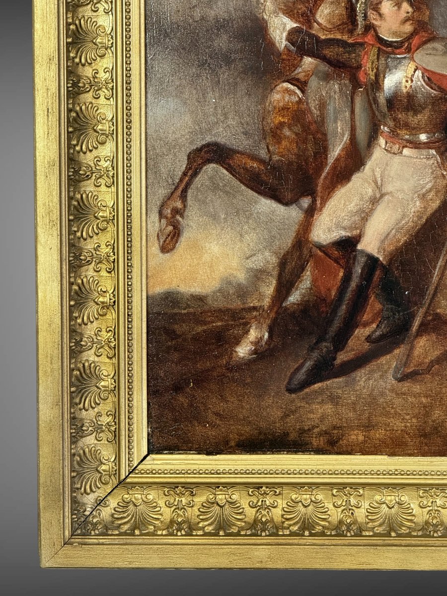 XIXth Century Tube / Oil On Panel Representing A Napoleonian Rider-photo-3