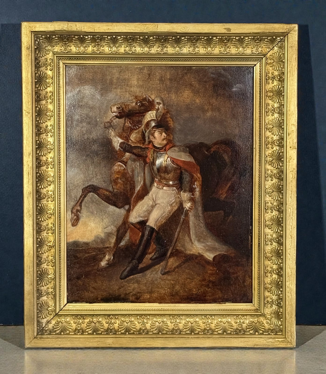 XIXth Century Tube / Oil On Panel Representing A Napoleonian Rider