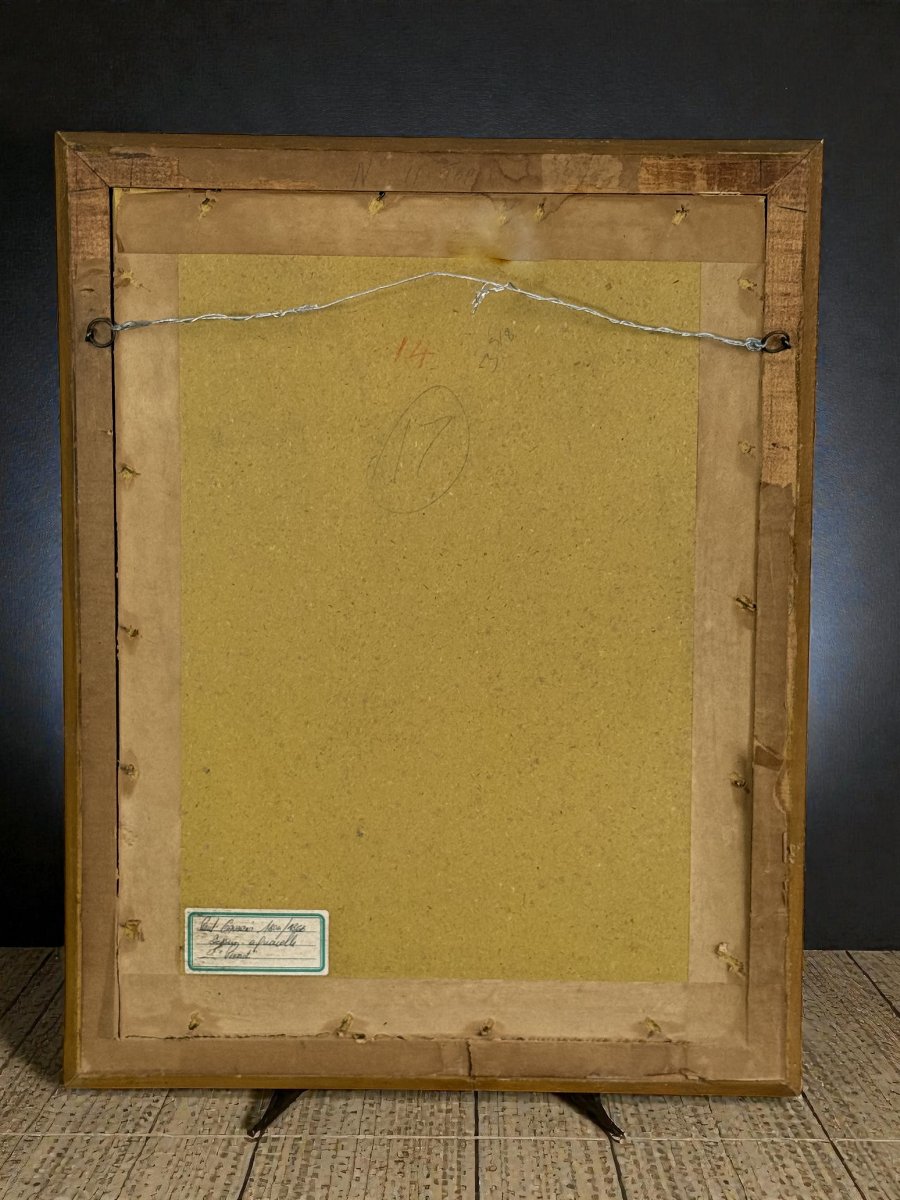 DESSIN AQUARELLE SOUS VERRE SIGNÉ DE PAUL GAVARNI 1804/1866 " LE PIERROT "-photo-1