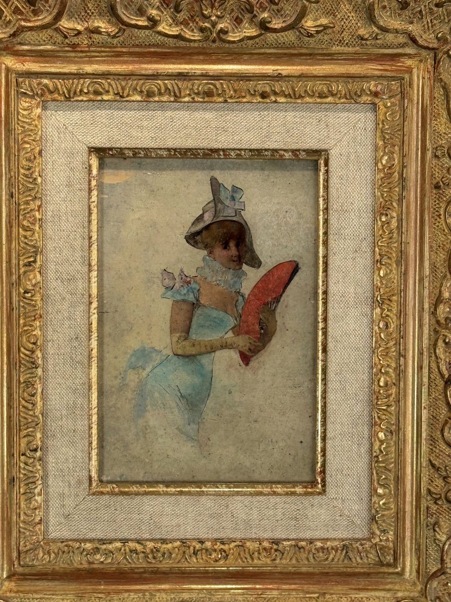Tableau/pinting In The Gout Of The 18th Century Representing A Well Fitned Elegant-photo-2