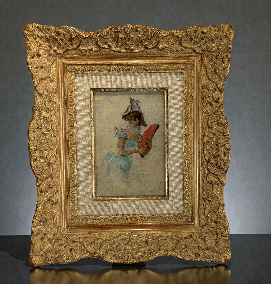 Tableau/pinting In The Gout Of The 18th Century Representing A Well Fitned Elegant-photo-3