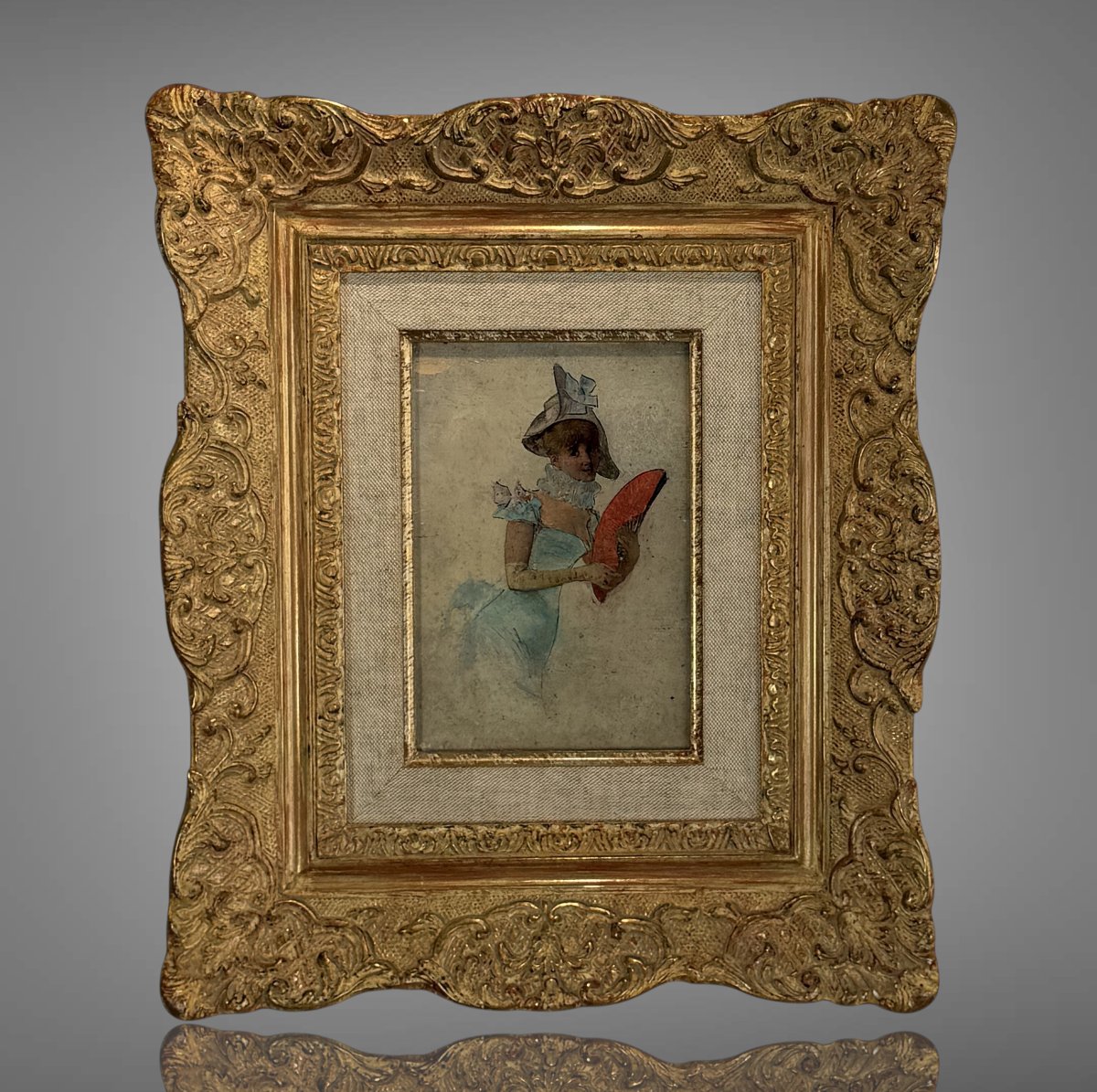 Tableau/pinting In The Gout Of The 18th Century Representing A Well Fitned Elegant-photo-4