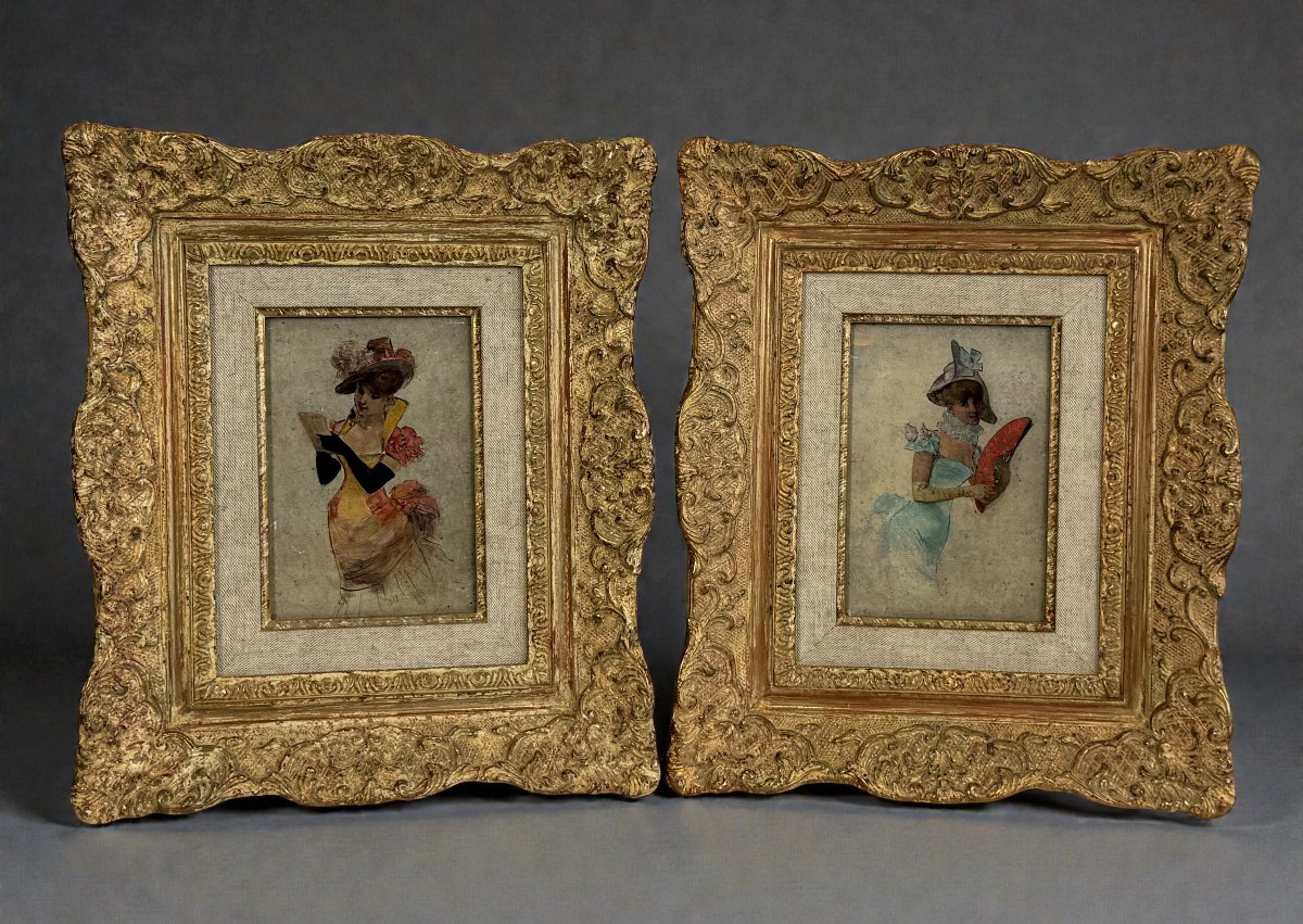 Tableau/pinting In The Gout Of The 18th Century Representing A Well Fitned Elegant-photo-2