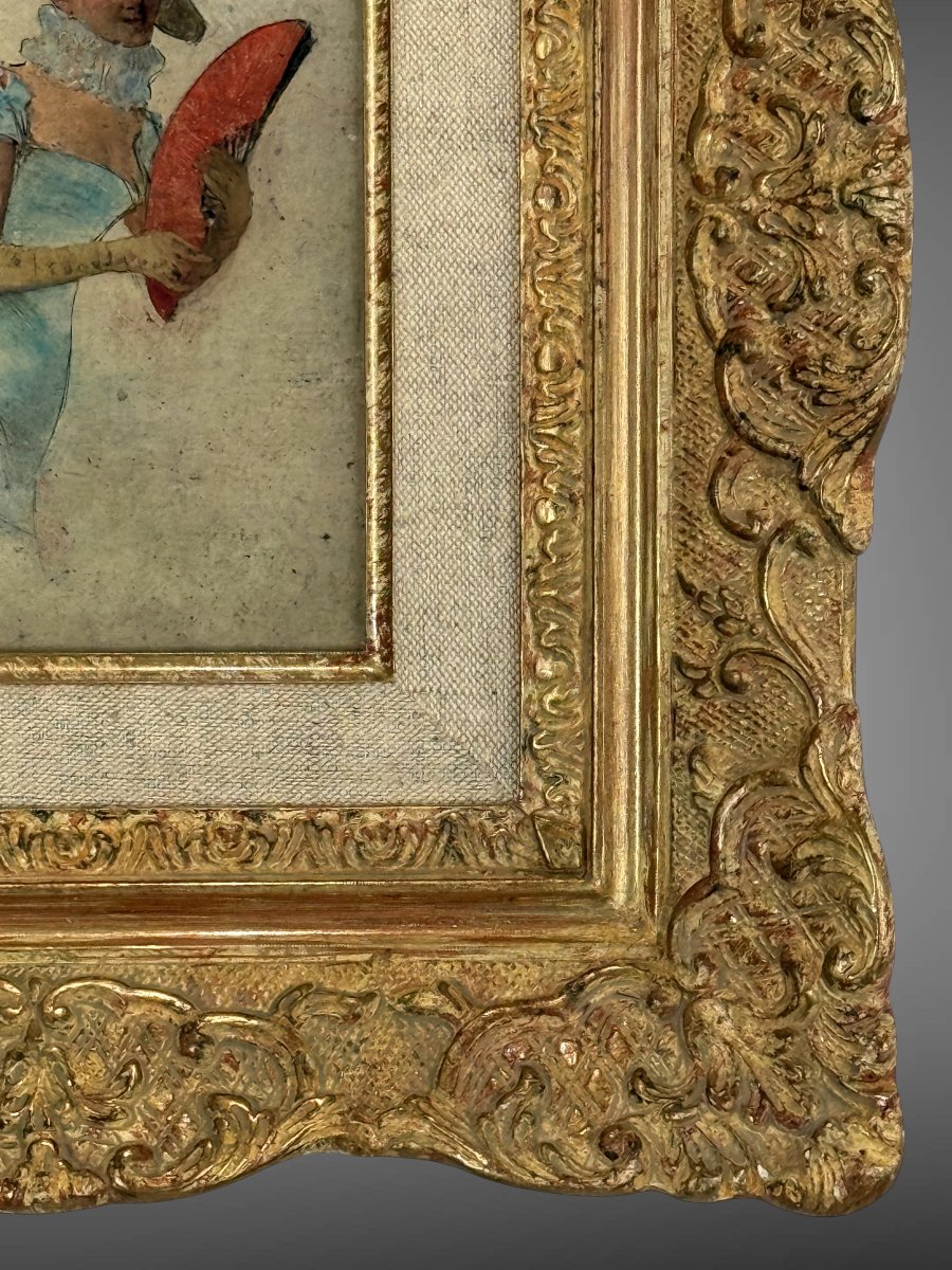 Tableau/pinting In The Gout Of The 18th Century Representing A Well Fitned Elegant-photo-4
