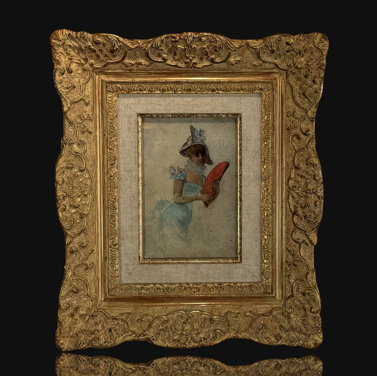 Tableau/pinting In The Gout Of The 18th Century Representing A Well Fitned Elegant