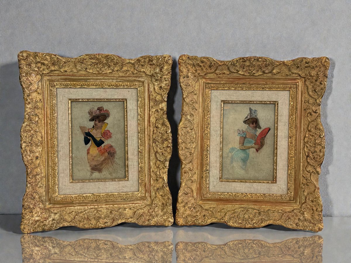 Tableau/pinting In The Gout Of The 18th Representing An Elegante Very Well Framed-photo-2