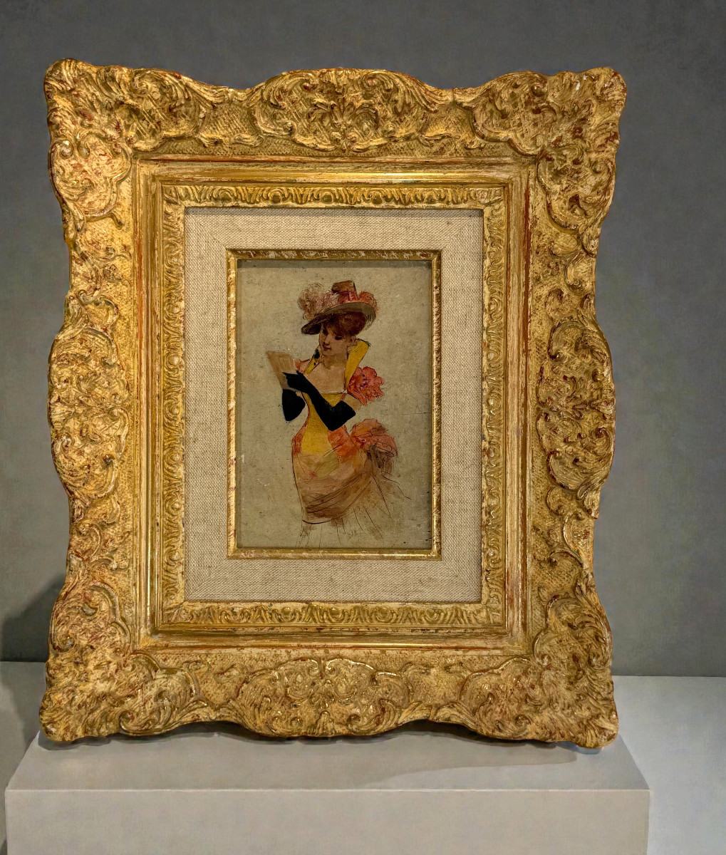 Tableau/pinting In The Gout Of The 18th Representing An Elegante Very Well Framed