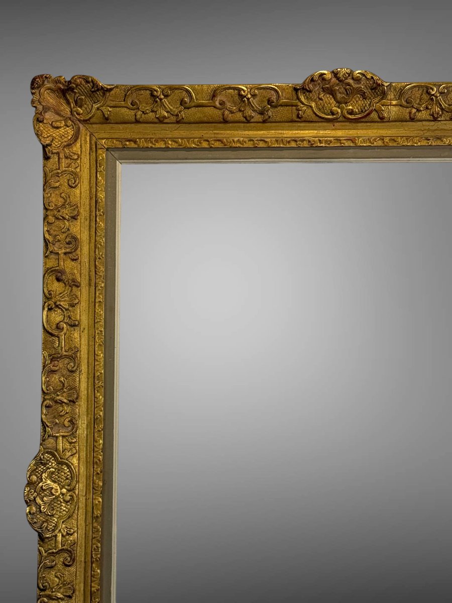 CADRE ANCIEN DE STYLE LOUIS XV EN BOIS ET STUC DORÉ POUR PEINTURE 74 cm x 51 cm-photo-1