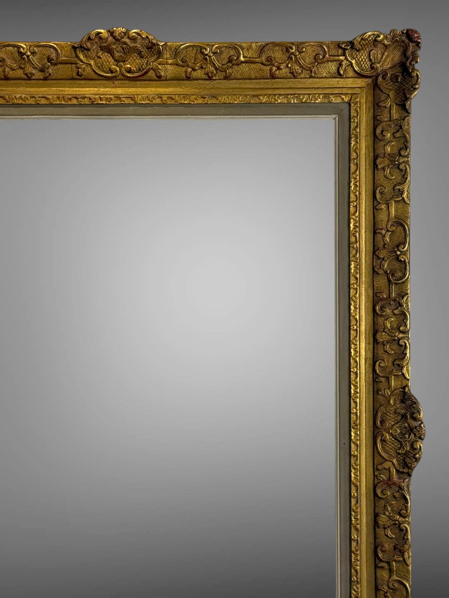 CADRE ANCIEN DE STYLE LOUIS XV EN BOIS ET STUC DORÉ POUR PEINTURE 74 cm x 51 cm-photo-2
