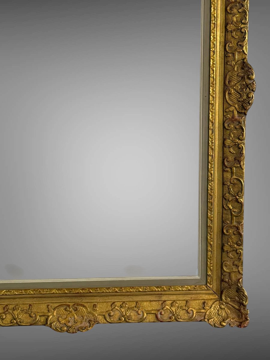 CADRE ANCIEN DE STYLE LOUIS XV EN BOIS ET STUC DORÉ POUR PEINTURE 74 cm x 51 cm-photo-3