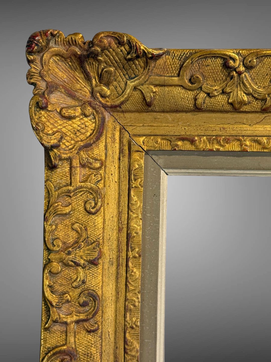 CADRE ANCIEN DE STYLE LOUIS XV EN BOIS ET STUC DORÉ POUR PEINTURE 74 cm x 51 cm-photo-5