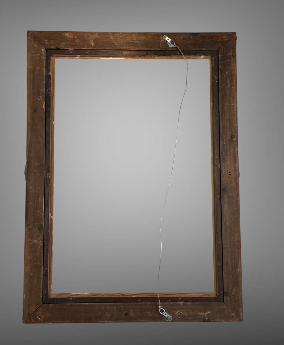 CADRE ANCIEN DE STYLE LOUIS XV EN BOIS ET STUC DORÉ POUR PEINTURE 74 cm x 51 cm-photo-6