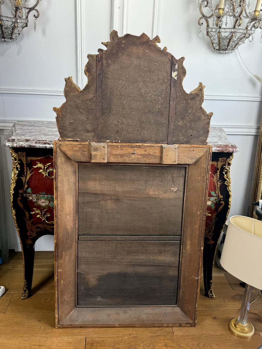 MIROIR EN BOIS PEINT ET DORÉ A DÉCOR CHINOIS DE STYLE RÉGENCE DES ANNÉES 70-photo-1