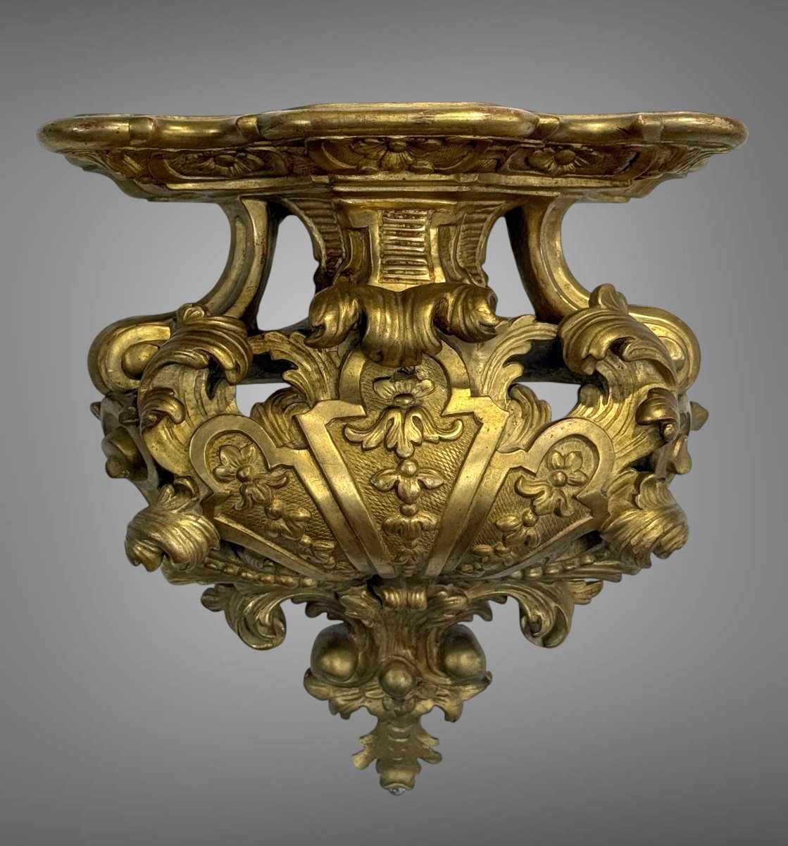 XVIIIth Century Regence Applique Console In Gilded Sculptted Wood-photo-4